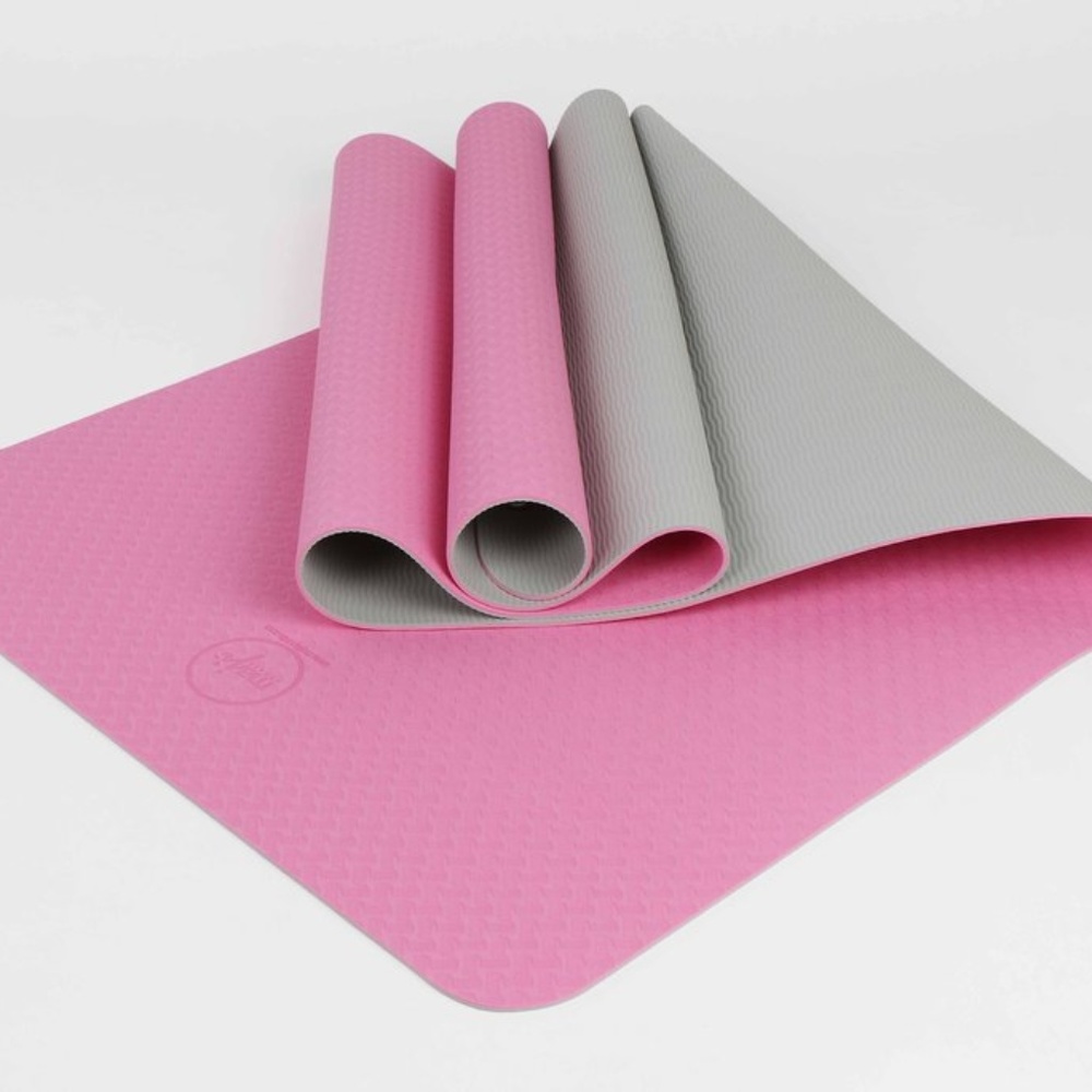 2 Tone TPE Premium Yoga Mat - Pink Gray